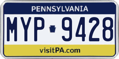 PA license plate MYP9428