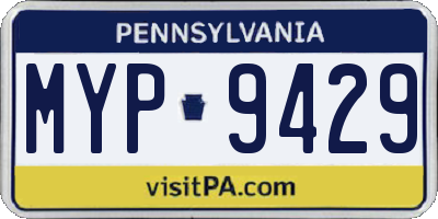 PA license plate MYP9429