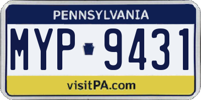 PA license plate MYP9431