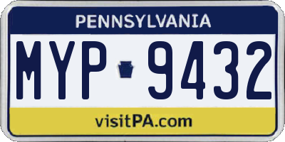 PA license plate MYP9432
