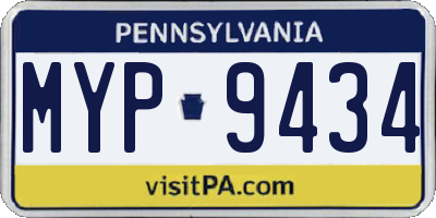 PA license plate MYP9434