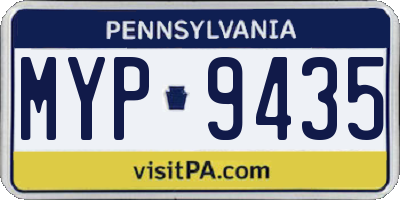 PA license plate MYP9435