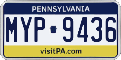 PA license plate MYP9436