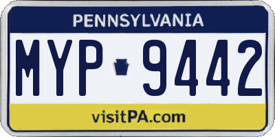 PA license plate MYP9442