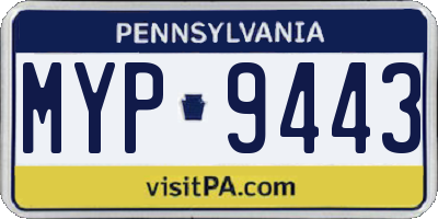 PA license plate MYP9443