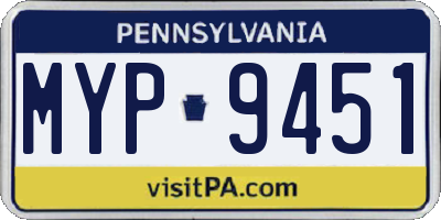 PA license plate MYP9451