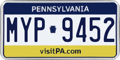PA license plate MYP9452
