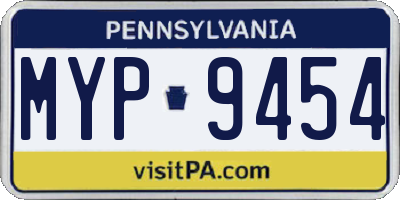 PA license plate MYP9454