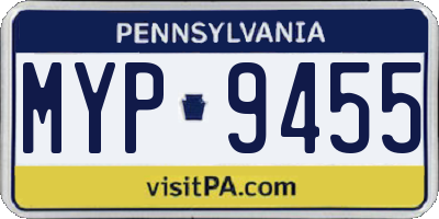 PA license plate MYP9455