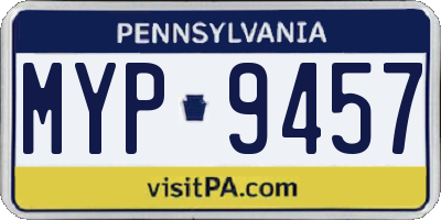 PA license plate MYP9457