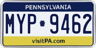 PA license plate MYP9462