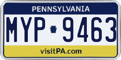 PA license plate MYP9463