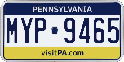 PA license plate MYP9465