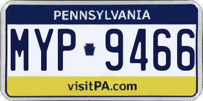 PA license plate MYP9466