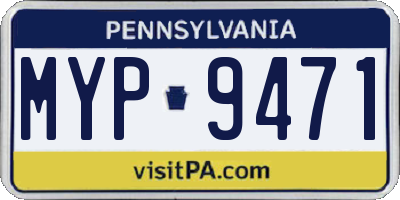 PA license plate MYP9471
