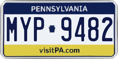 PA license plate MYP9482