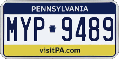 PA license plate MYP9489