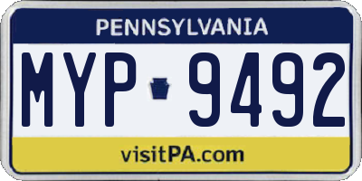 PA license plate MYP9492
