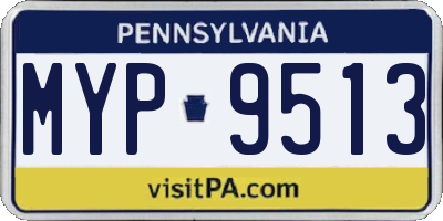 PA license plate MYP9513
