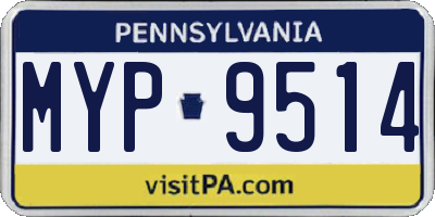 PA license plate MYP9514