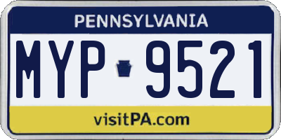 PA license plate MYP9521