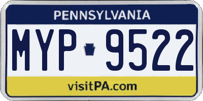 PA license plate MYP9522