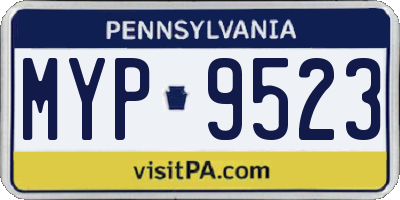 PA license plate MYP9523