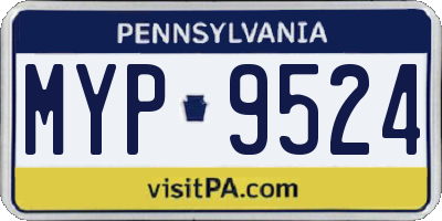 PA license plate MYP9524