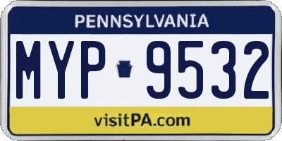 PA license plate MYP9532