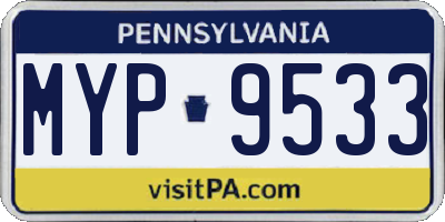 PA license plate MYP9533