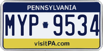 PA license plate MYP9534
