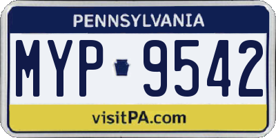 PA license plate MYP9542