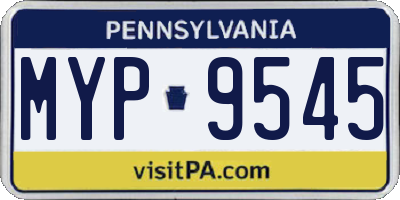 PA license plate MYP9545