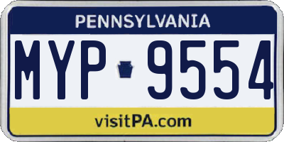 PA license plate MYP9554
