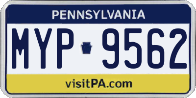PA license plate MYP9562