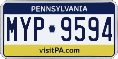 PA license plate MYP9594