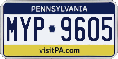 PA license plate MYP9605