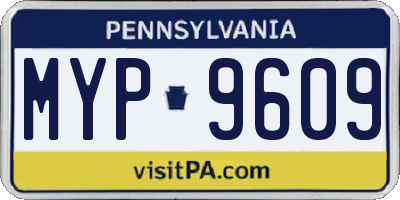PA license plate MYP9609