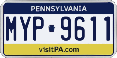 PA license plate MYP9611