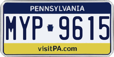 PA license plate MYP9615