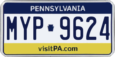 PA license plate MYP9624