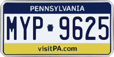 PA license plate MYP9625
