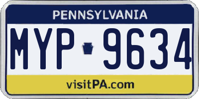 PA license plate MYP9634