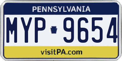 PA license plate MYP9654