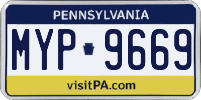 PA license plate MYP9669