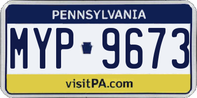 PA license plate MYP9673