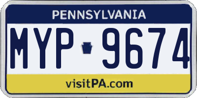 PA license plate MYP9674