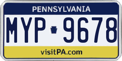 PA license plate MYP9678