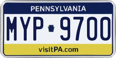PA license plate MYP9700