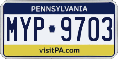 PA license plate MYP9703